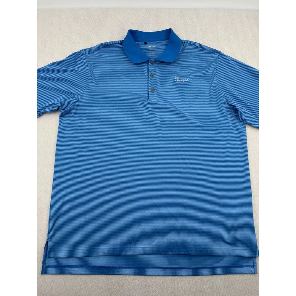 Adidas Chick-fil-A Leadership Climalite Golf Polo Shirt Mens XL Blue Striped
